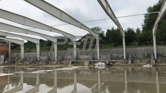 PEM aréna Stará Ľubovňa - Montáž ocelové konstrukce stadionu